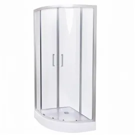 Belvit Eck-Duschkabine Viertelkreis mit Schiebetür 80 x 200 cm Silber Klarglas
