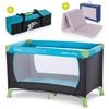 Hauck Baby-Reisebett Dream'n Play - Waterblue, 4-tlg., Kinderreisebett mit Reisebett Matratze (6 cm Höhe) & Tasche - faltbar blau