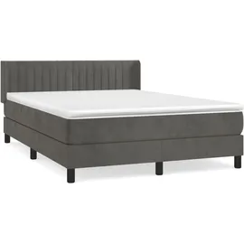 vidaXL Boxspringbett mit Matratze Dunkelgrau 140x200 cm Samt