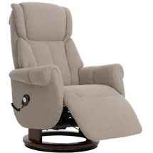 MCA Furniture MCA Relaxsessel + Aufstehhilfe HWC-N58, Fernsehsessel Sessel Fußstütze Bouclé Stoff Holz ~ braun, Holz walnussfarben