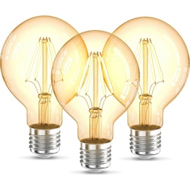 B.K.Licht LED-Leuchtmittel »BK_LM1401 LED Leuchtmittel 3er Set E27 G80«, E27, 3 St., Warmweiß, 2.200 K Edison Vintage Glühbirne Filament, braun