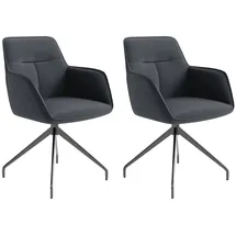 byLIVING Esszimmerstuhl Memphis (Set), 2 St., Luxus-Kunstleder, 2er-Set, gepolstert mit hochwertigem Kunstleder, drehbar, grau