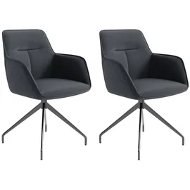 byLIVING Esszimmerstuhl Memphis (Set), 2 St., Luxus-Kunstleder, 2er-Set, gepolstert mit hochwertigem Kunstleder, drehbar, grau