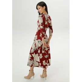 Aniston SELECTED Jerseykleid Midi Geblümt Rot/Schwarz/Weiß 34