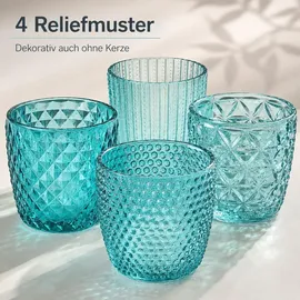 Boltze Windlicht Marilu Glas Türkis