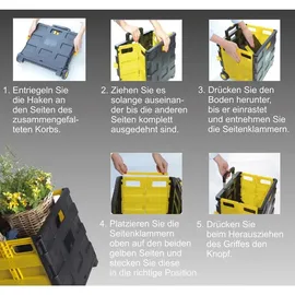Buri Klappbare Rollbox schwarz 38 x 36 x 33 cm