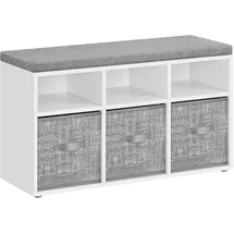 VASAGLE Schuhbank 6 Fächer 3 Ablagen 100 x 48 x 30 cm wolkenweiß/Taubengrau