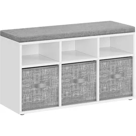 VASAGLE Schuhbank 6 Fächer 3 Ablagen 100 x 48 x 30 cm wolkenweiß/Taubengrau