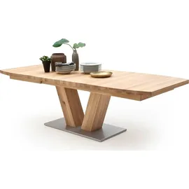 MCA Furniture Esstisch Säulentisch Managua Bootsform | Eiche Bianco massiv | 180 x100 cm