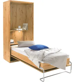 Priess Schrankbett PRIESS "Ancona", beige (astkernbuchefarben), H:211cm, Schrankbetten, mit Regal und LED-Beleuchtung