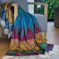 Flausch-Decke ZULU BEADS Yellow Red