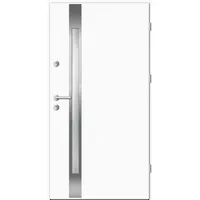 Aluminium-Stahl Nebeneingangstür "SABRINA" Weiß RAL 9016 beidseitig außen öffnend DIN rechts