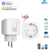 Intelligente Steckdose mit Amperemeter, 16 a WLAN-Steckdose, Cozylife+Homekit-kompatible intelligente Steckdose mit Sprachsteuerung,