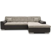 DOMO. Collection Treviso Ecksofa, Sofa mit Schlaffunktion in L-Form, Polsterecke, grau/schwarz, 267x178x83 cm