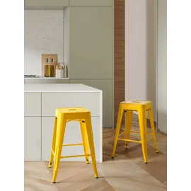 Beliani Barhocker 2er Set 60 x 60 x 60 cm Gelb