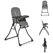 Cangaroo Kinderhochstuhl Waffel, Fußstütze verstellbar, zusammenklappbar, Gurt grau