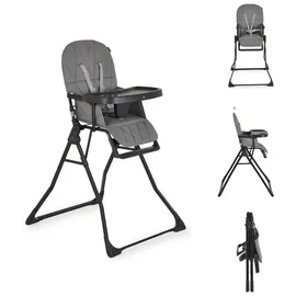 Cangaroo Kinderhochstuhl Waffel, Fußstütze verstellbar, zusammenklappbar, Gurt grau