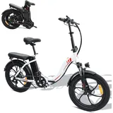 Fafrees F20 Fatbike E-Bike Klapprad 20 Zoll mit 36V 16AH Akku für Pendeln, E Bike Klappbar Damen 250W, 25km/h Mountainbike Herren Ebike Citybike [ Weiß