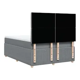vidaXL Boxspringbett mit Matratze Hellgrau 160x200 cm Stoff