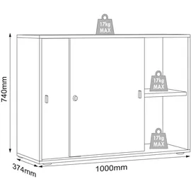 VCM Mid.you Aktenschrank Anthrazit, Honigeiche, Holzwerkstoff, 1 Fächer, 100x74x37 cm– abschließbar, Arbeitszimmer, Aktenschränke