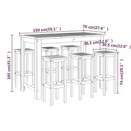 vidaXL Gartenbar Set 7-tlg. Braun