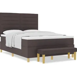 Boxspringbett mit Matratze & Bank Dunkelbraun 160x200 cm Stoff