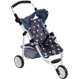 Bayer Chic 2000 CHIC2000 Puppenbuggy Lola Sternchen Navy– Faltbarer Puppenwagen – Griff höhenverstellbar 33-62 cm – 3-Rad Jogger – Puppen bis 50 cm – 3-6 J.