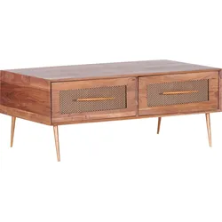 Couchtisch GUTMANN FACTORY "Bonnie", bunt (natur, gold, natur), B:110cm H:45cm T:62cm, Tische, mit Wiener Geflecht