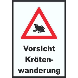 Vorsicht Krötenwanderung Schild A3 (297x420mm)