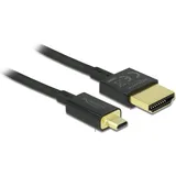 DeLOCK Slim 4K High Speed mit Ethernet HDMI 2.0 Kabel Typ-A/Typ-D Micro, 0.5m (84788)