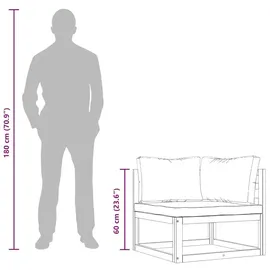 vidaXL Sofa-Set 2-tlg. grau Akazie Massivholz