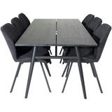 ebuy24 Sleek Essgruppe Esstisch Ausziehbarer Tisch Länge cm 195 / 280 schwarz und 6 Gemma Esszimmerstühle schwarz.