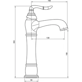 PaulGurkes Nostalgie Armatur Bronze Messing Lang für Aufsatzwaschbecken
