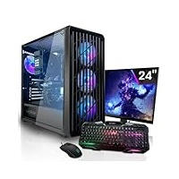 SYSTEMTREFF Basic Gaming Komplett PC Set AMD Ryzen 5 PRO 4650G 6x4.2GHz | AMD RX Vega 7 4K HDMI DX12 | 256GB SSD | 16GB DDR4 RAM | WLAN Desktop Paket Computer für Gamer, Gaming