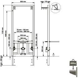 Belvit Trockenbau Vorwandelement, Montageelement für Bidet