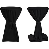 TexDeko Stehtischhusse Premium Schwarz Ø 90cm mit Schleifenband