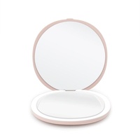 UNIQ Kompakter doppelseitiger Reisespiegel mit LED-Leuchten Kosmetikspiegel Rosa