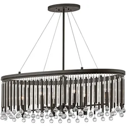 Ovaler Kronleuchter/Pendelleuchte Piper, 6 Lichter, Espresso/Chrom - KL-PIPER-ISLE