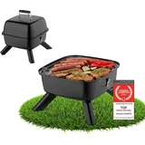 First Austria TZS 2in1 Elektrogrill Kugelgrill – extrem stabiler & kompakter BBQ Hybrid Elektrogrill für Balkon – 2000 Watt Tischgrill Elektrisch oder Holzkohle | einfache Montage & Reinigung