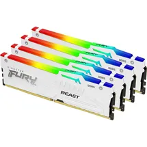 Kingston FURY Beast RGB - DDR5 - Kit - 128 GB: 4 x 32GB, 5600 MHz, DDR5-RAM, DIMM), RAM, Weiss