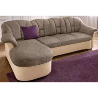 DOMO collection Eckcouch Kunstleder 3-Sitzer Beige/Braun