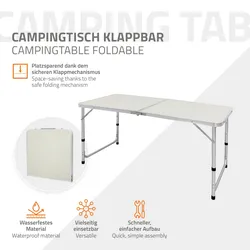 ECD Germany Tisch Klapptisch Gartentisch Falttisch Tisch Aluminium 120cm Weiß/Creme