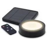 Spetebo LED Solar Magnet Pavillon Leuchte schwarz mit Ferbedienung - Ø 12 cm - Gartenschirm Beleuchtung mit 3 Helligkeitsstufen - Campingleuchte Gartenleuchte Außen Beleuchtung für Sonnenschirm Zelt