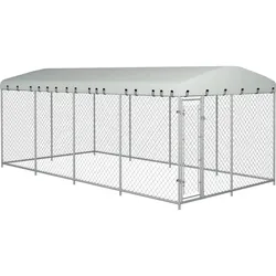 Outdoor-Hundezwinger mit Überdachung 7,6x3,8x2,3 m