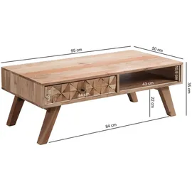 KADIMA DESIGN Couchtisch REWA 95x35x50cm Massivholz Sofatisch, Design | Gr.: onesize