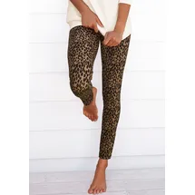 Buffalo Leggings BUFFALO, Damen, Gr. 44/46, N-Gr, braun (camelfarben, schwarz, leo), Jersey, Obermaterial: 95% Baumwolle, 5% Elasthan, Basic schmal lang, Hosen Leggings, mit Leoprint
