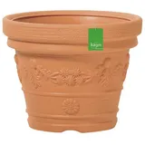 KAGM Pflanzkübel Blumenkübel aus Kunststoff in Terracotta klassisches Dekor 5 Größen braun 52 l | Ø 57 cm x 45.5 cm
