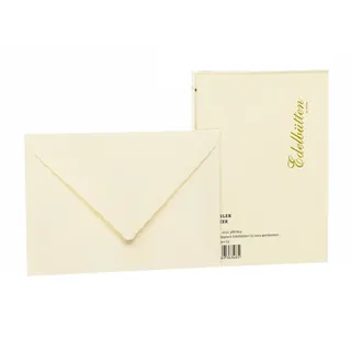 RÖSSLER Papier 2031388803 - Briefumschlagpack DIN C6, Seidenfutter, 20 Stück, Edelbütten, gehämmert, ivory