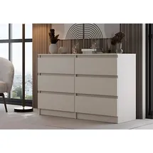 home collective Kommode, Schlafzimmer Flur, Schrank, Sideboard, Highboard mit 6 Schubladen, Breite 120 cm Höhe 75 | Beige - Beige