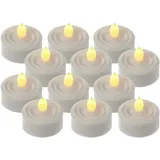 MARELIDA LED Teelichter flackernd flammenlos inkl. Batterien Timer D: 3,6cm weiß 12er Set